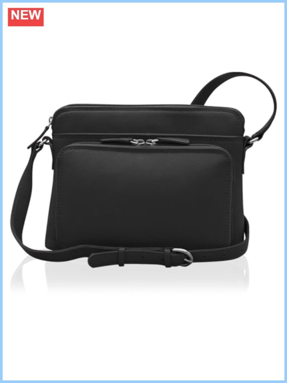 Genuine Leather Crossbody Bag RFID Blocking Shoulder Organizer Adjustable Strap